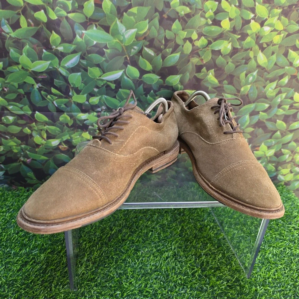 Frye James Crepe Oxford Tan Suede Cap Toe Mens Shoes 4001 D 12